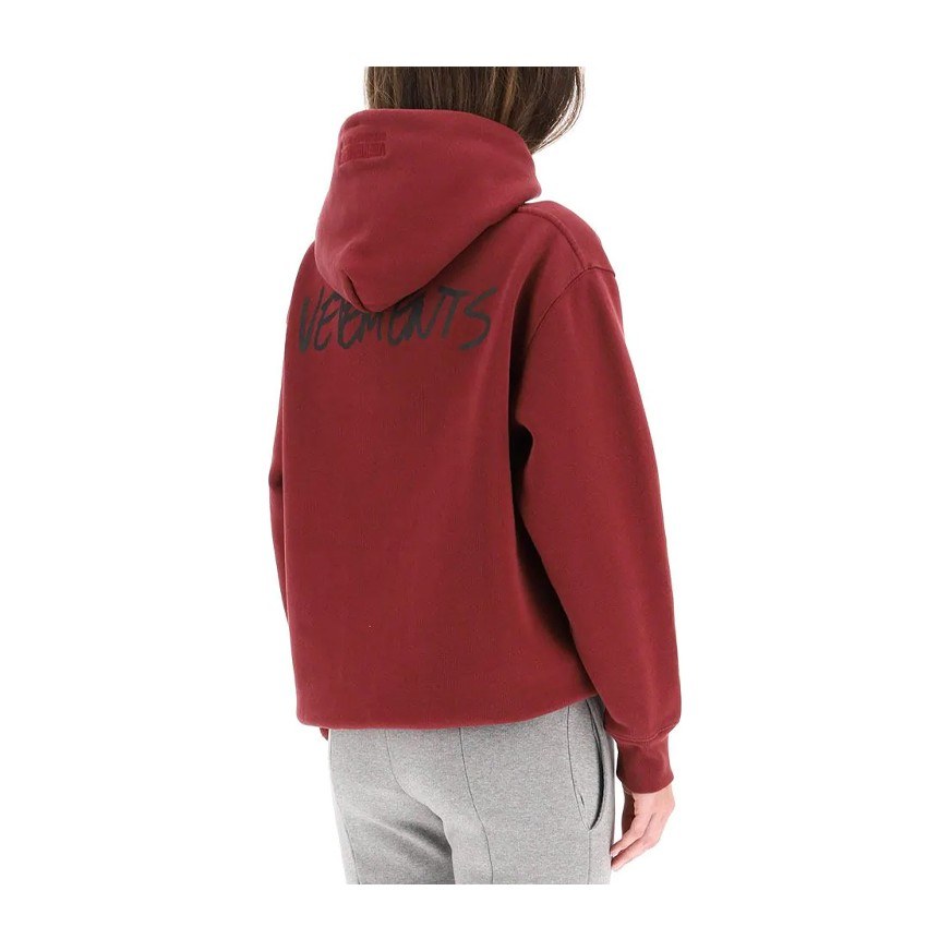Vetements Letter Loose Hoodie Burgundy