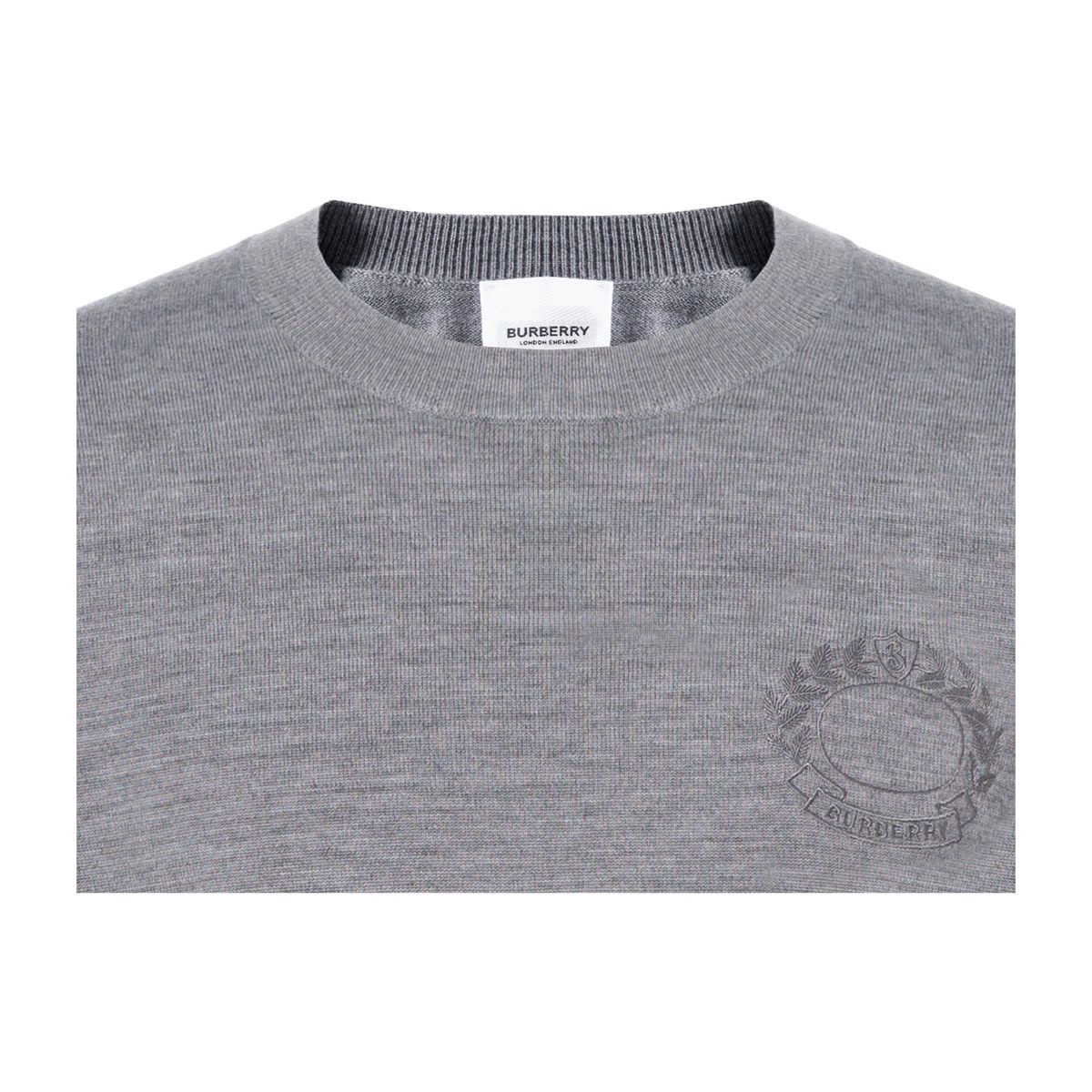 Burberry FW22 Oak Leaf Badge Wool Sweater Gray