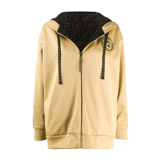 Fendi Reversible Zip Hoodie Yellow