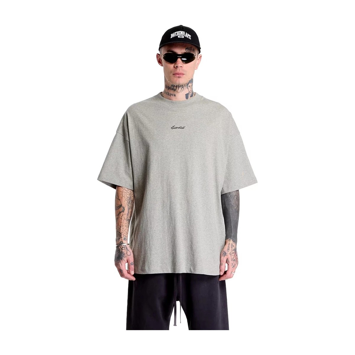 Essentials SS26 SIGNATURE 90'S SHORT SLEEVE TEE CONCRETE HEATHER logo T