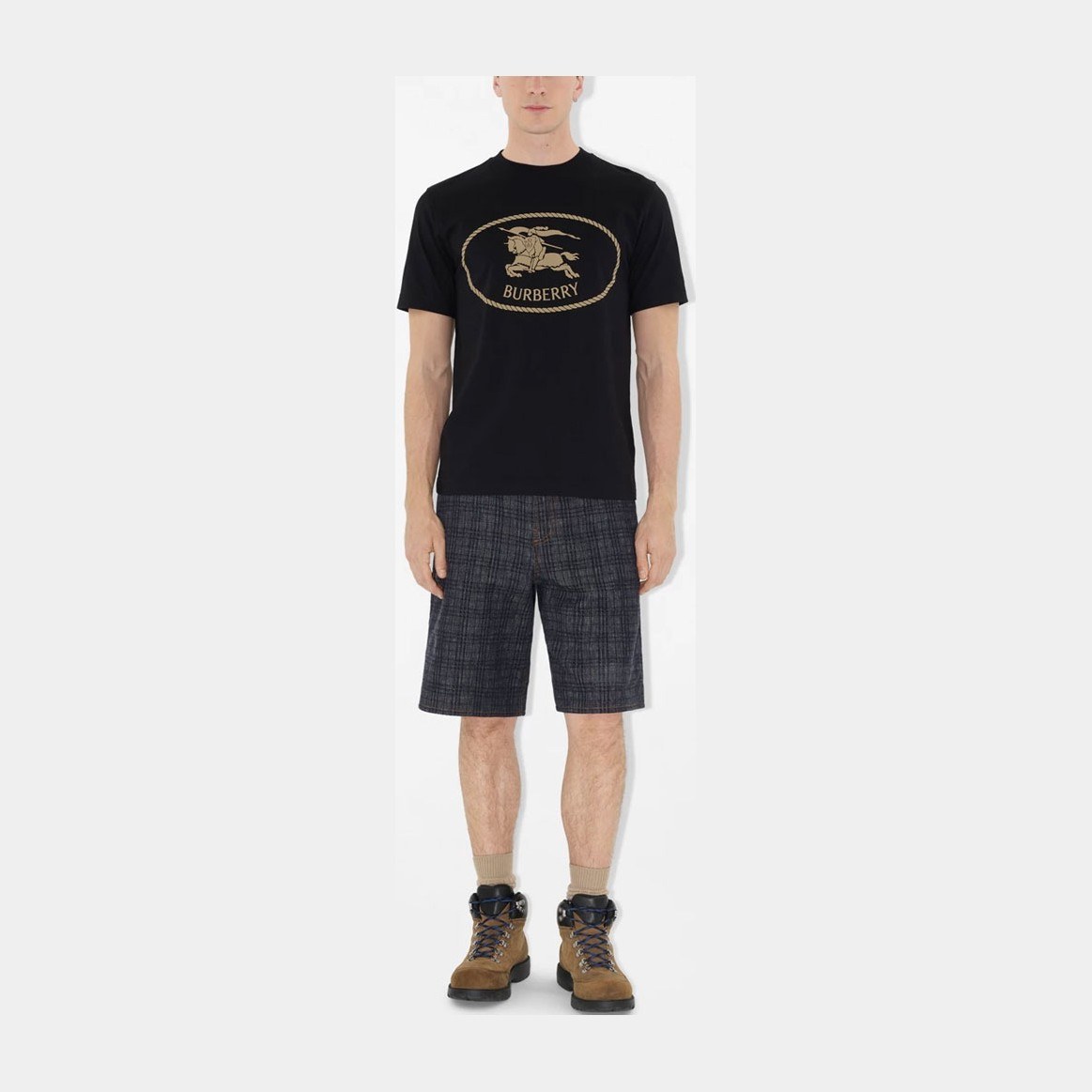 Burberry SS25 Ribbed Collar T-Shirt Black