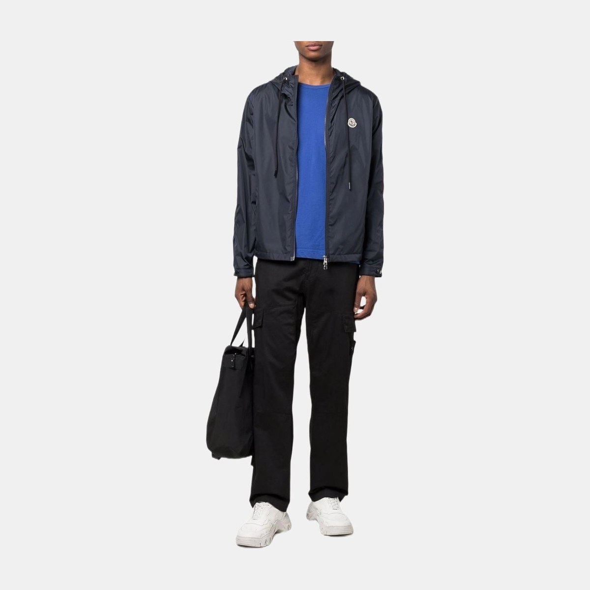 Moncler SS22 Logo Patch Hoodie Jacket Blue