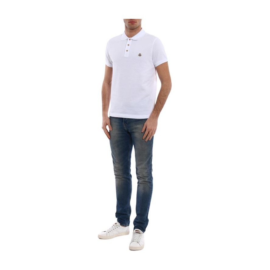 Moncler Logo Patch Polo Shirt White