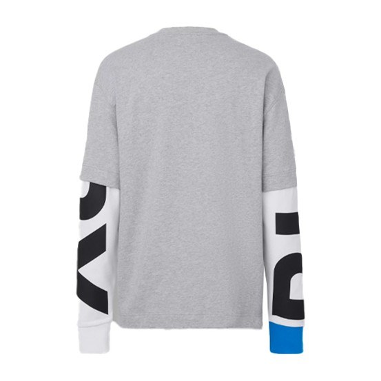 Burberry Logo Print Long Sleeve Cotton T-Shirt Light Grey