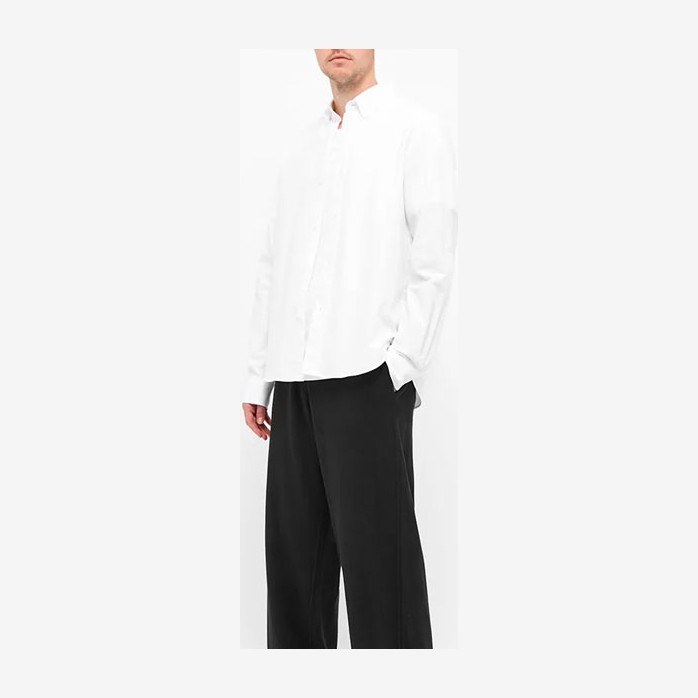 KENZO FW21 Logo Embroidered Long Sleeve Shirt White