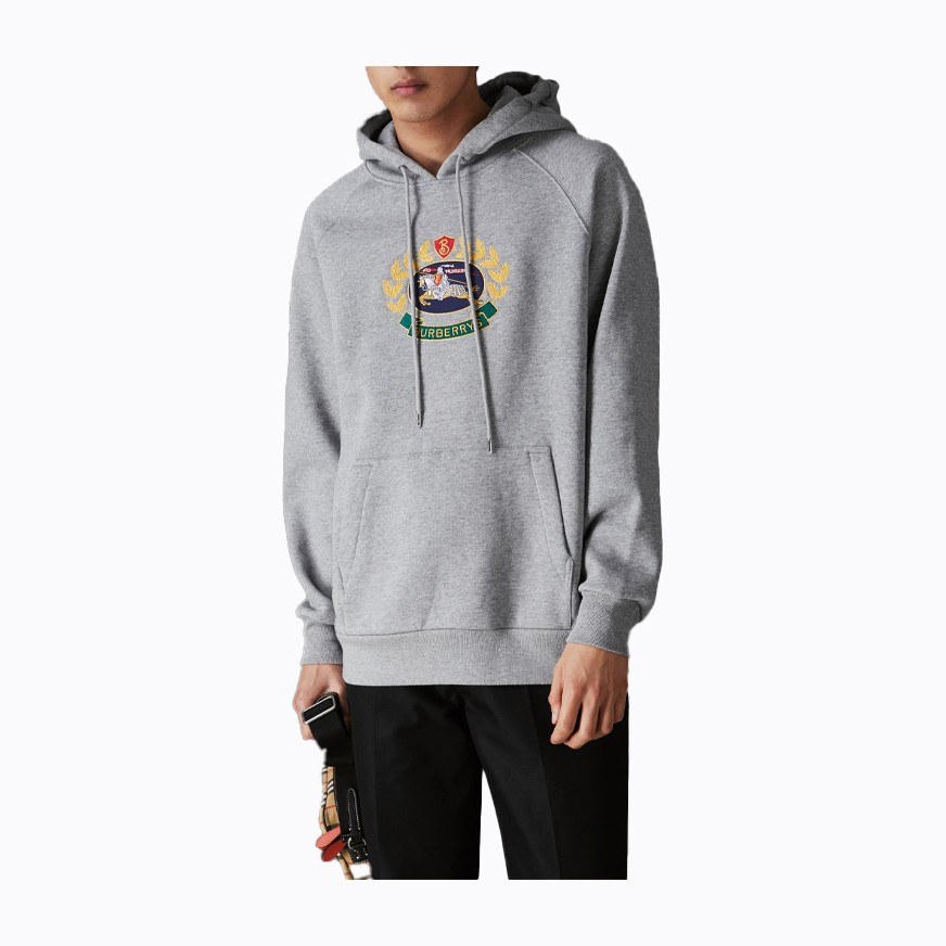 Burberry Logo Hoodie Light Grey