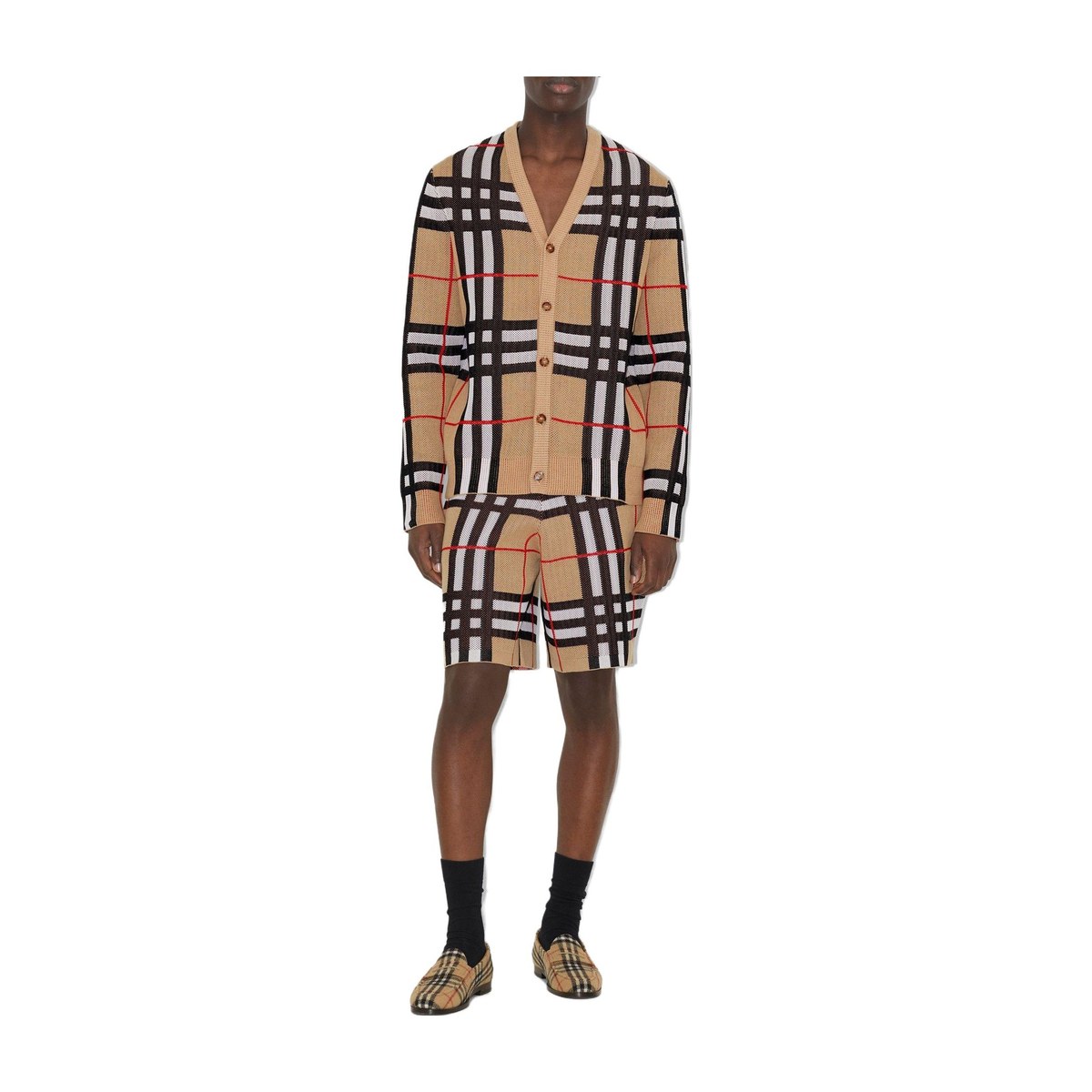 Burberry Single-Breasted V-Neck Knit Sweater Beige