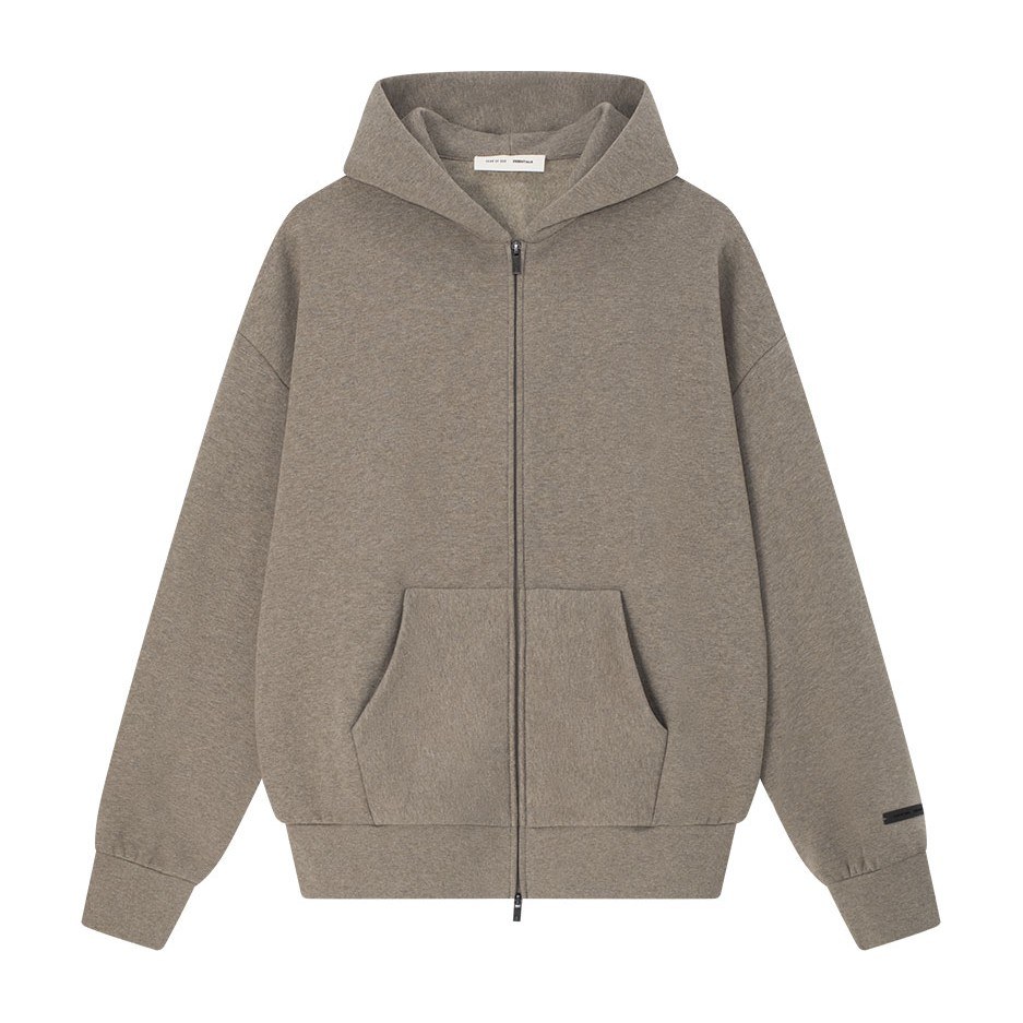 Fear of God Essentials SS25 Classic Full Zip-Up Hoodie Homestead Heather