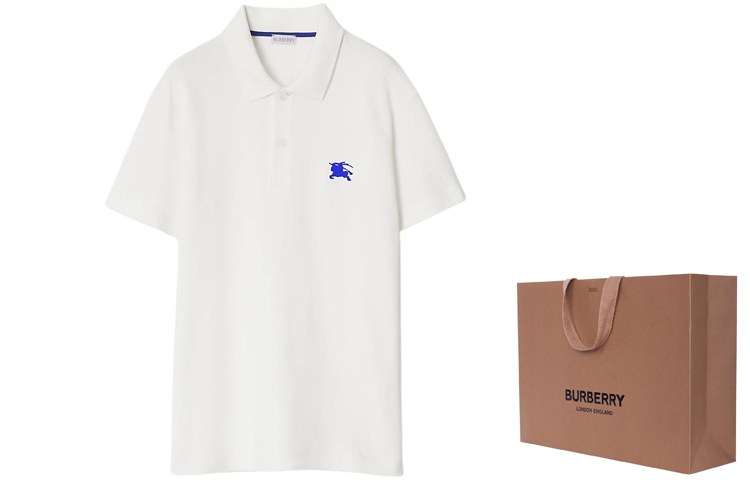 Burberry Logo Print Polo Shirt Salt Crystal