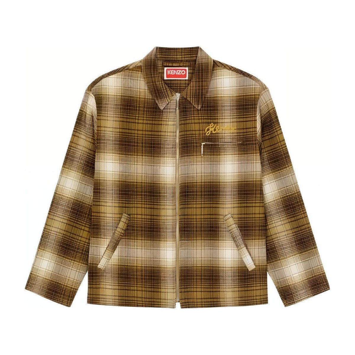KENZO Plaid Zip Jacket Brown