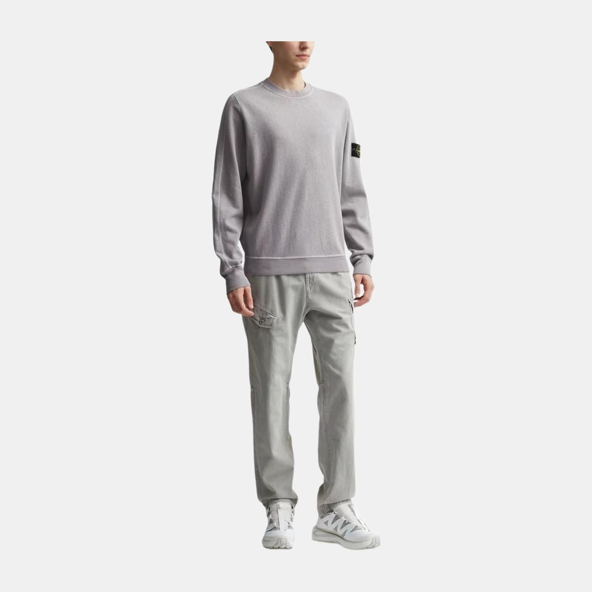 Stone Island SS24 Logo Print Crewneck Sweatshirt Grey