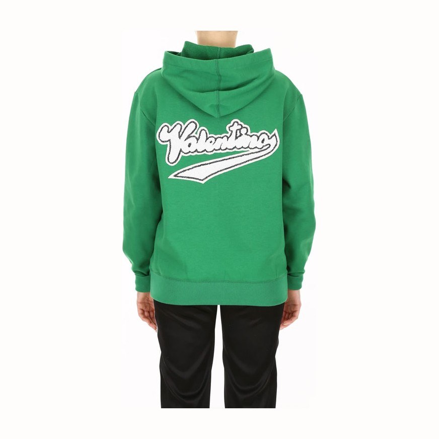 Valentino Logo Hoodie Green