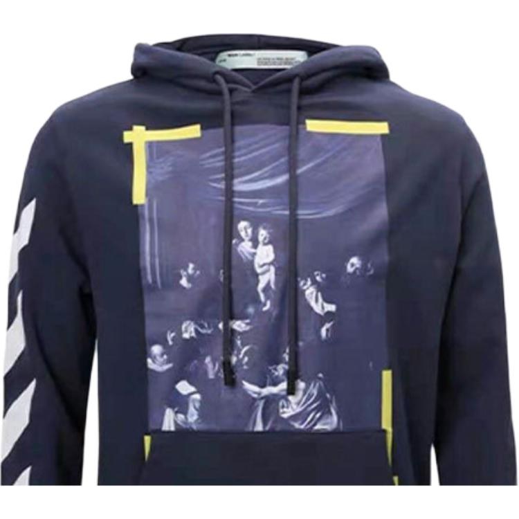 OFF-WHITE Logo Print Hoodie Navy