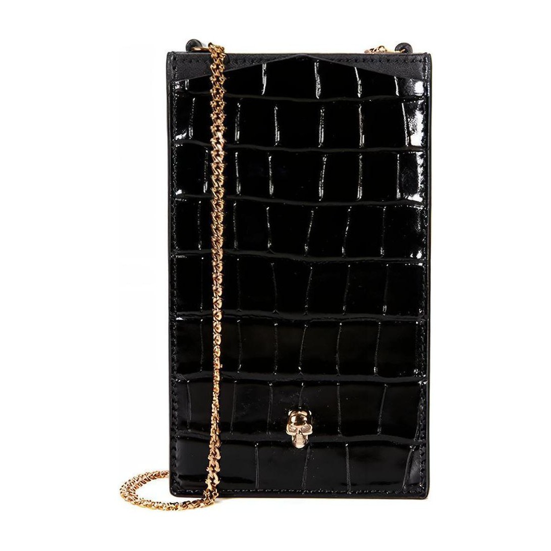 Alexander McQueen Skull Leather Phone Bag Black