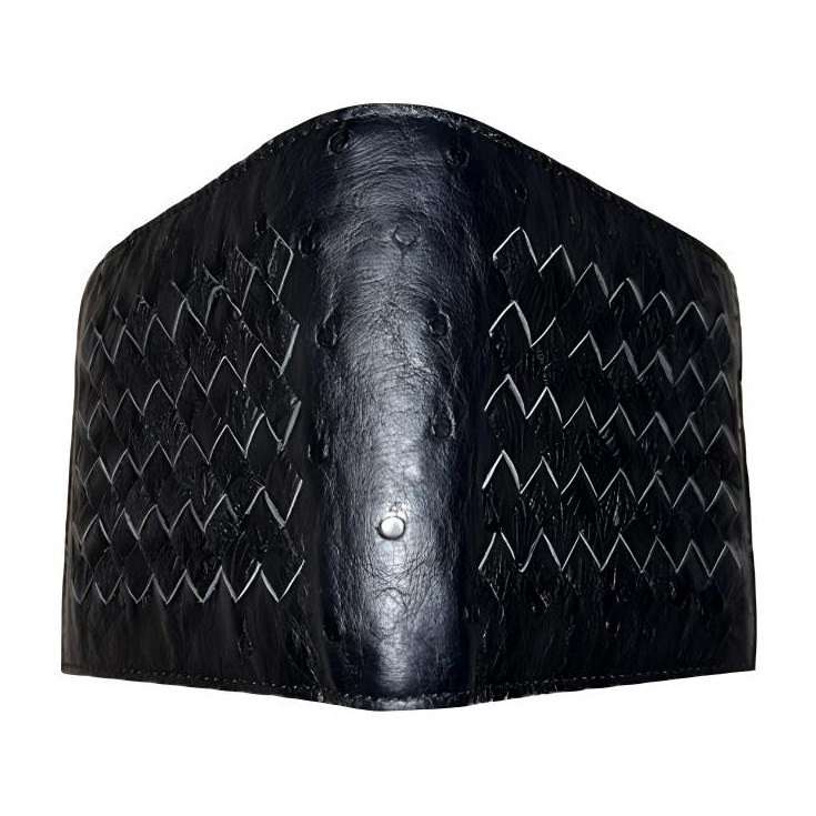 Bottega Veneta Intreccio Ostrich Card Holder Black
