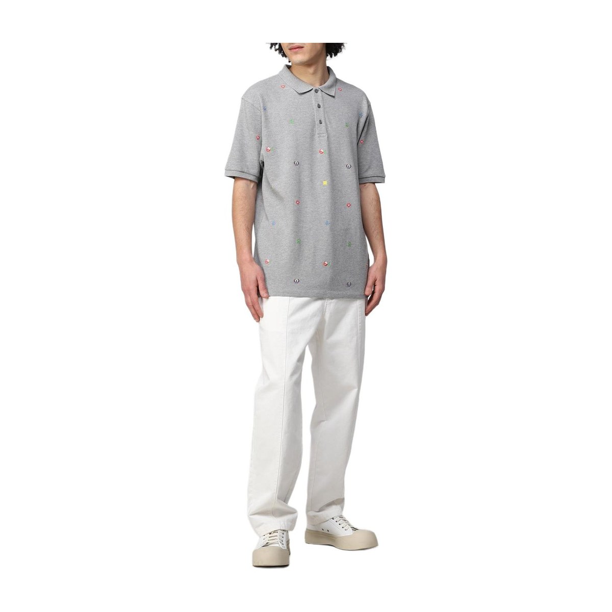KENZO x Nigo Pixel Flower Polo Pearl Grey