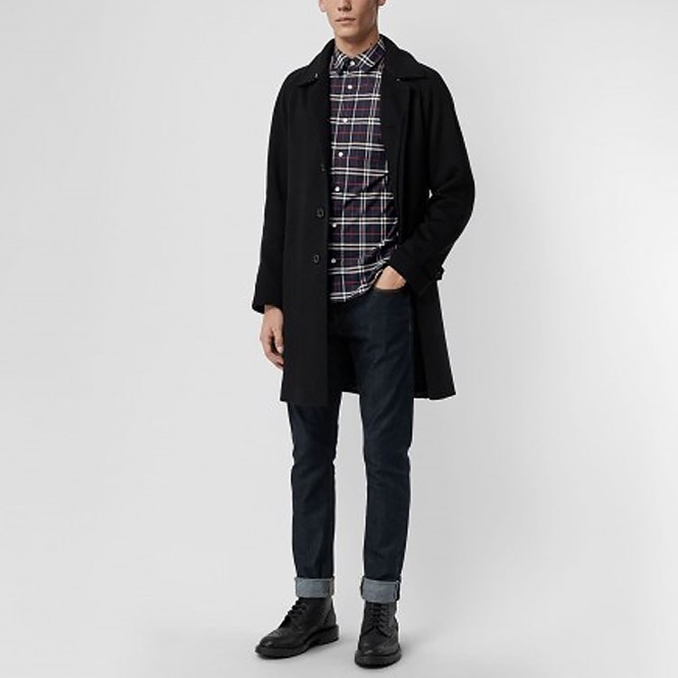Burberry Navy Check Button-Up Shirt