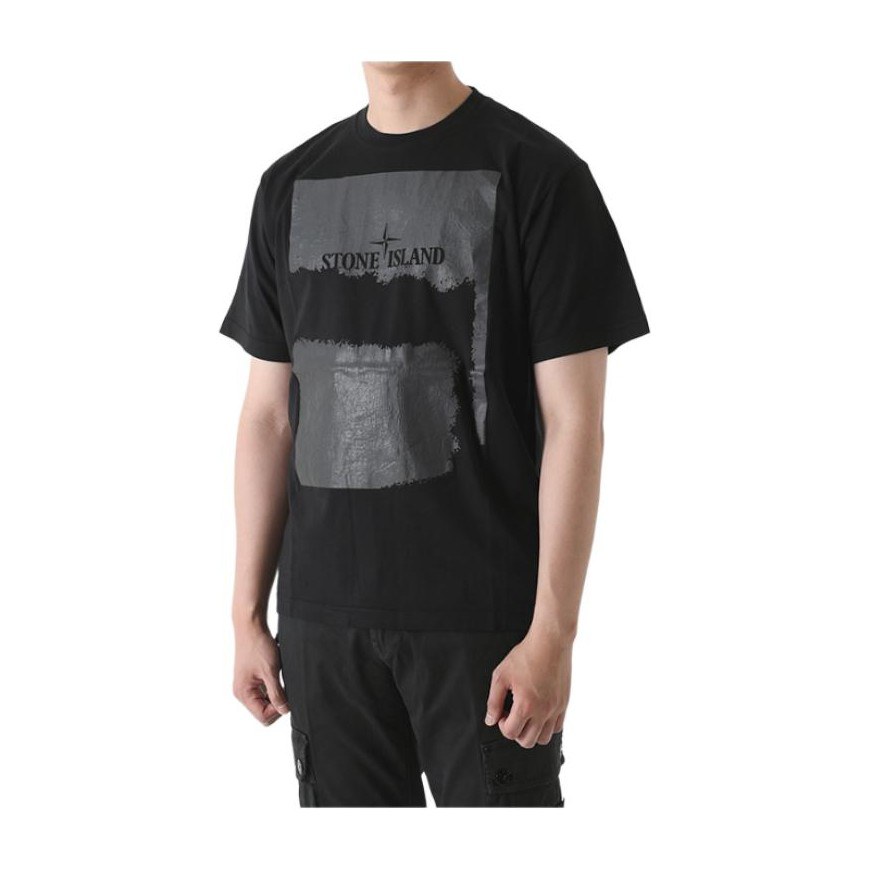 Stone Island Logo Print Crewneck T-Shirt Black