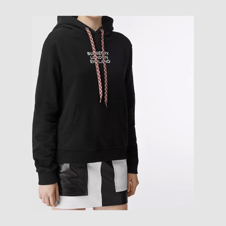 Burberry Embroidered Logo Hoodie Black