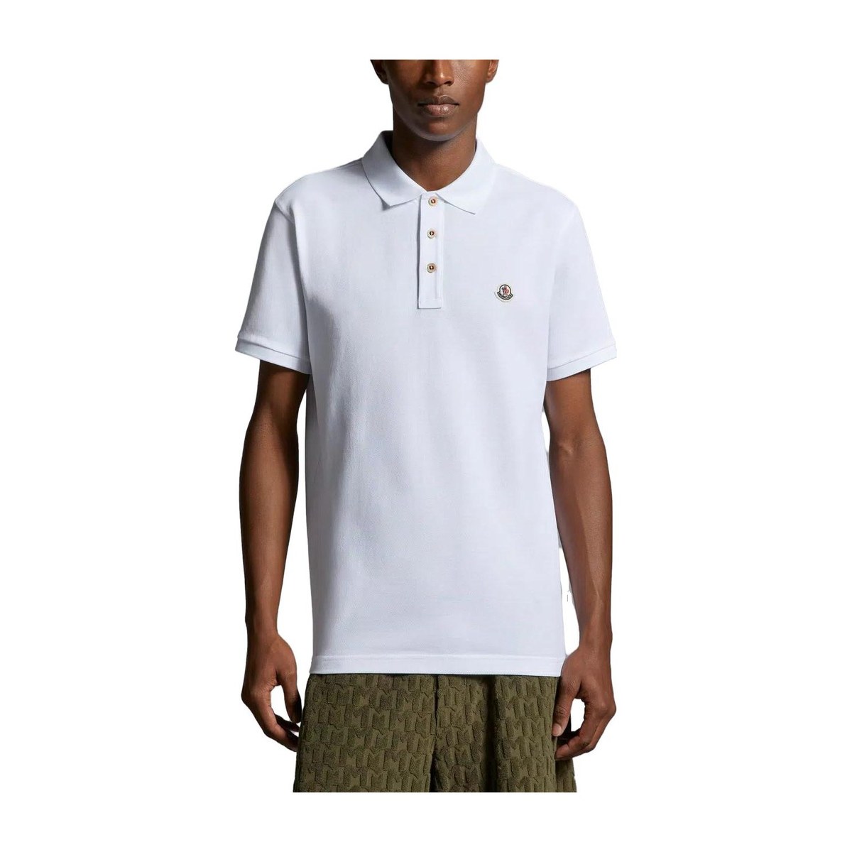 Moncler Logo Patch Polo Shirt White