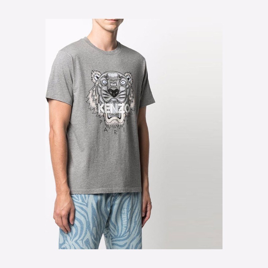 KENZO Tiger Head Print T-Shirt Gray