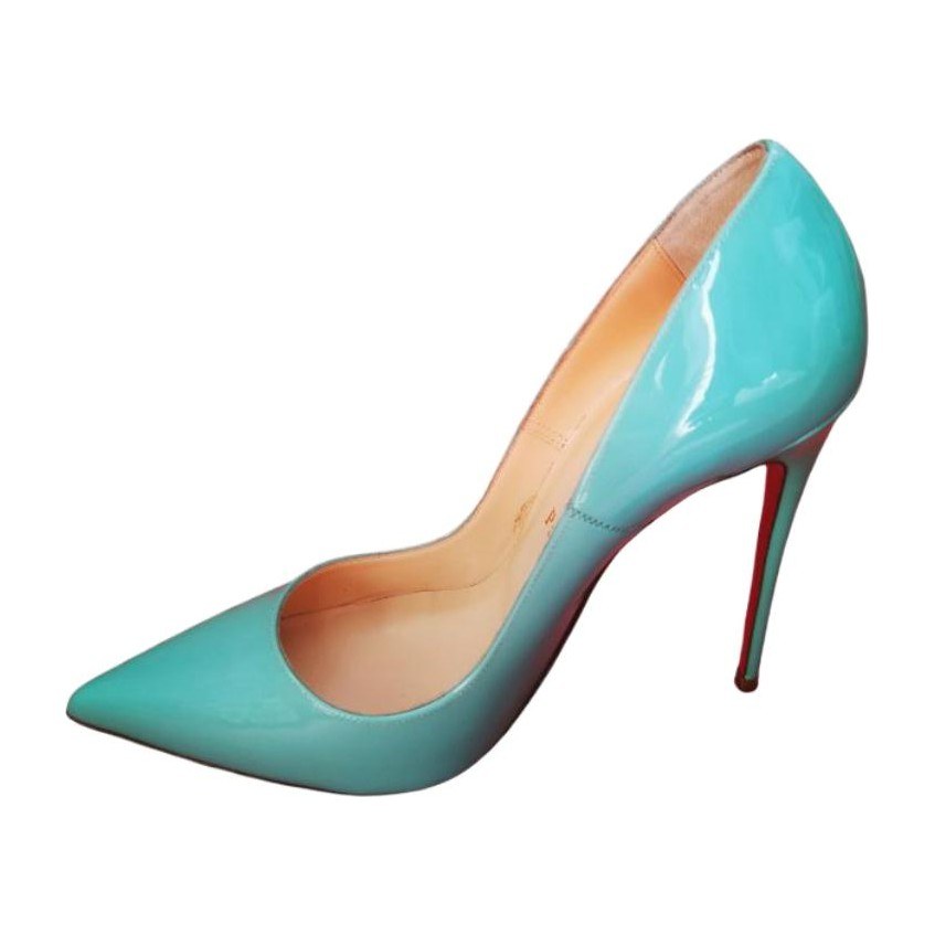 CL Platinum Kate Patent Pointed Toe 12cm Heels Green