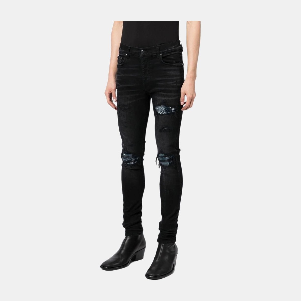 AMIRI FW22 Distressed Skinny Jeans Black