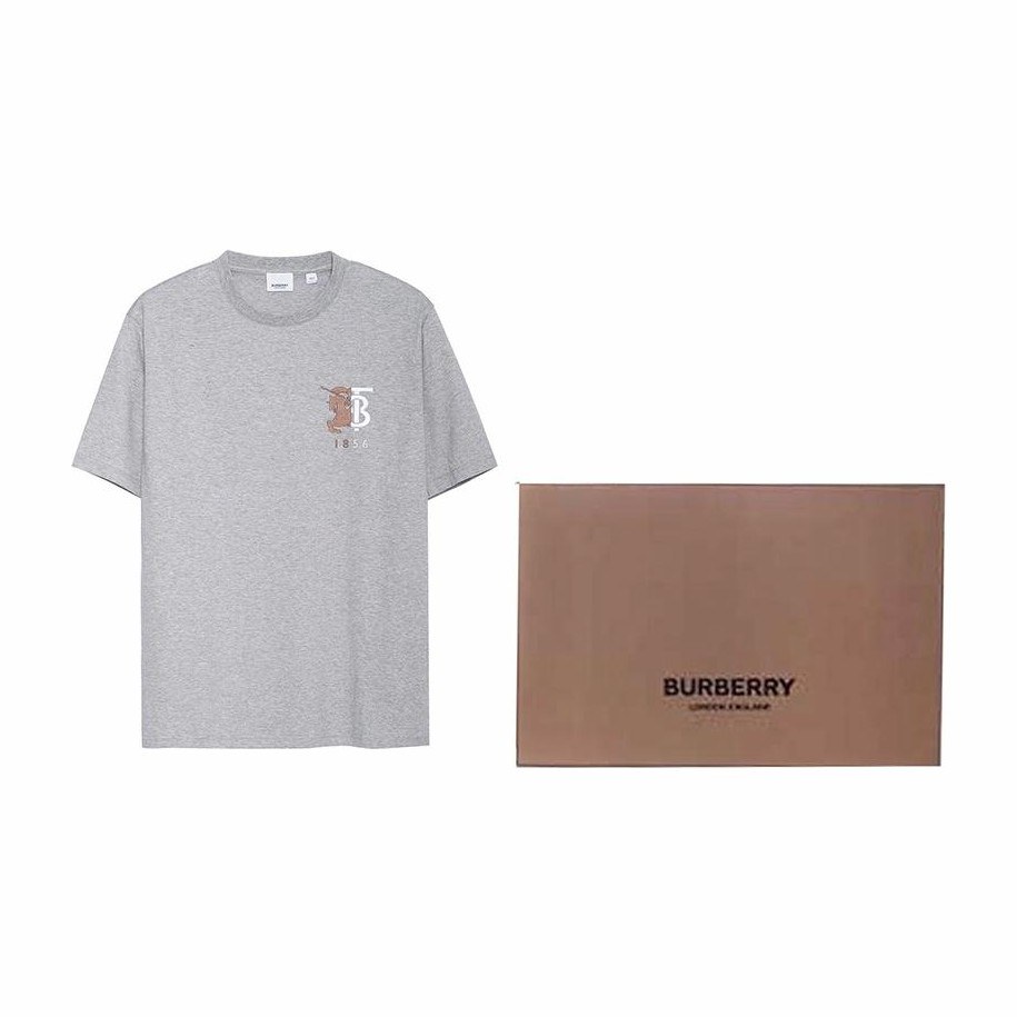 Burberry Equestrian Knight Logo Cotton T-Shirt Grey