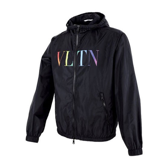 Valentino Logo Hoodie Jacket Black
