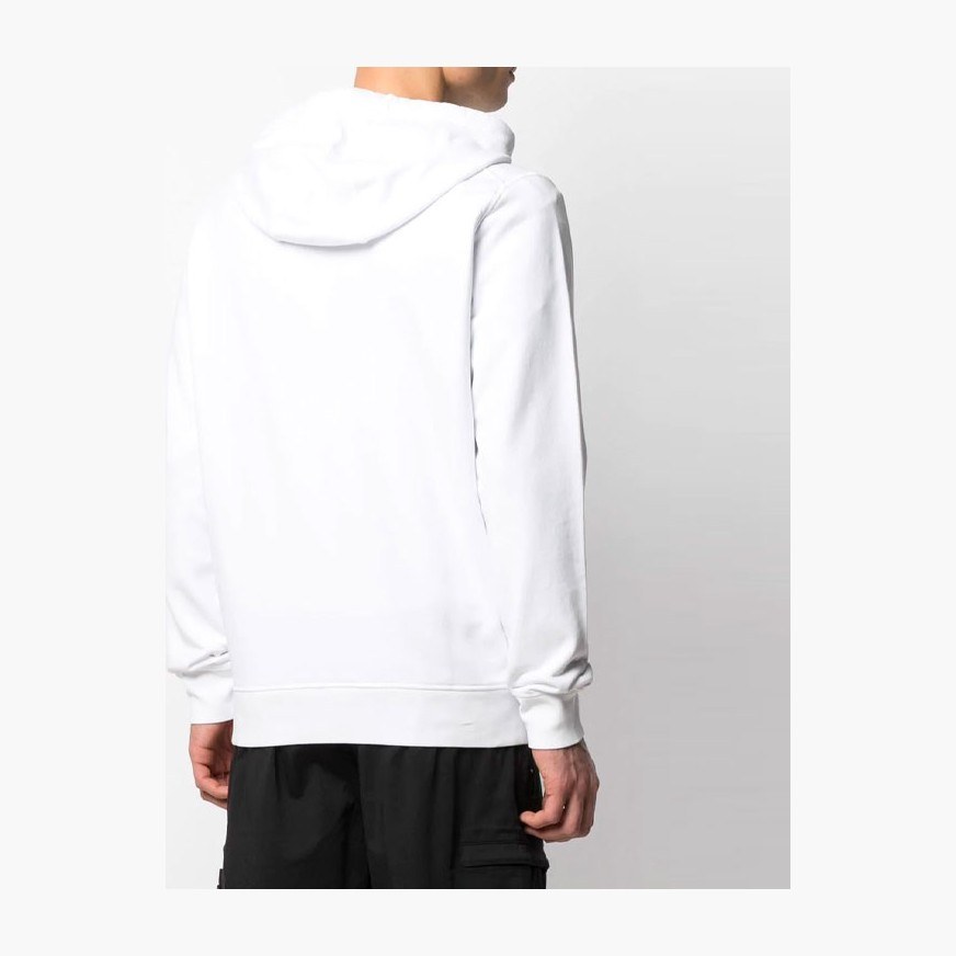 Stone Island Logo Zip Hoodie White