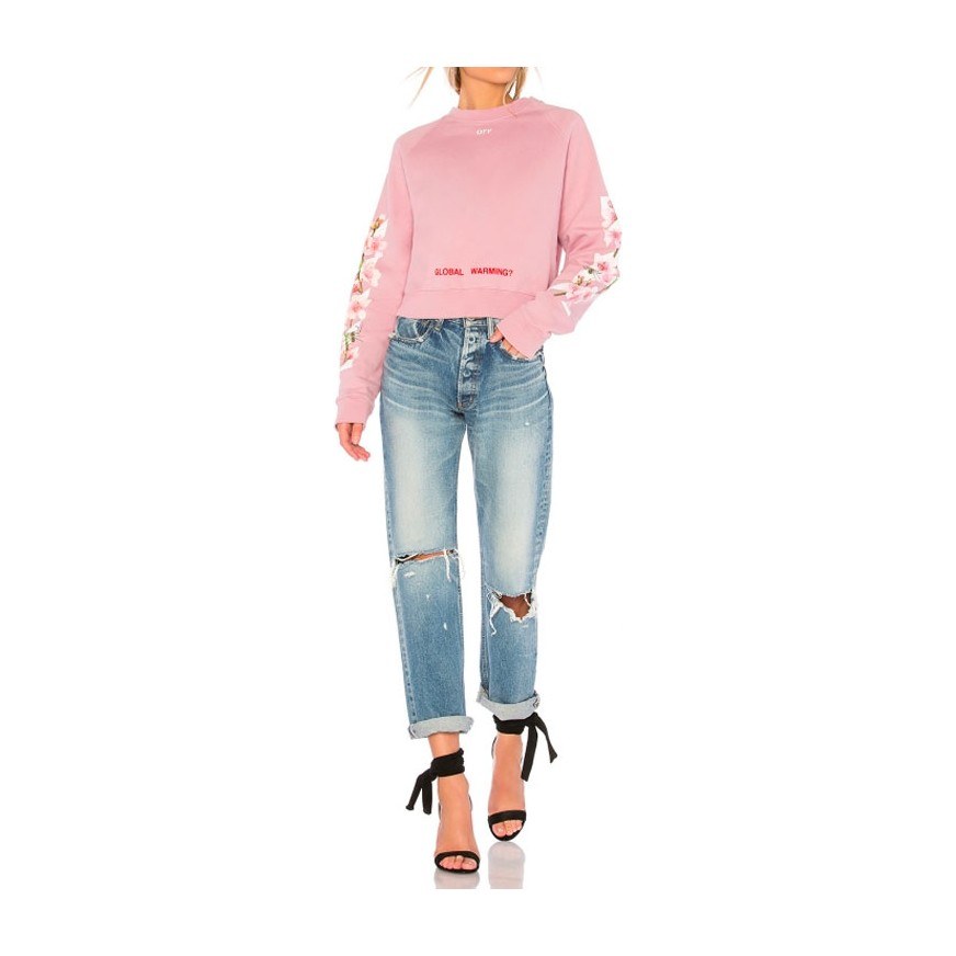 OFF-WHITE Virgil Abloh FW Pink Floral Bee Crewneck