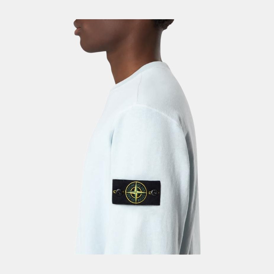 Stone Island Logo Badge Crewneck Sweatshirt Sky Blue