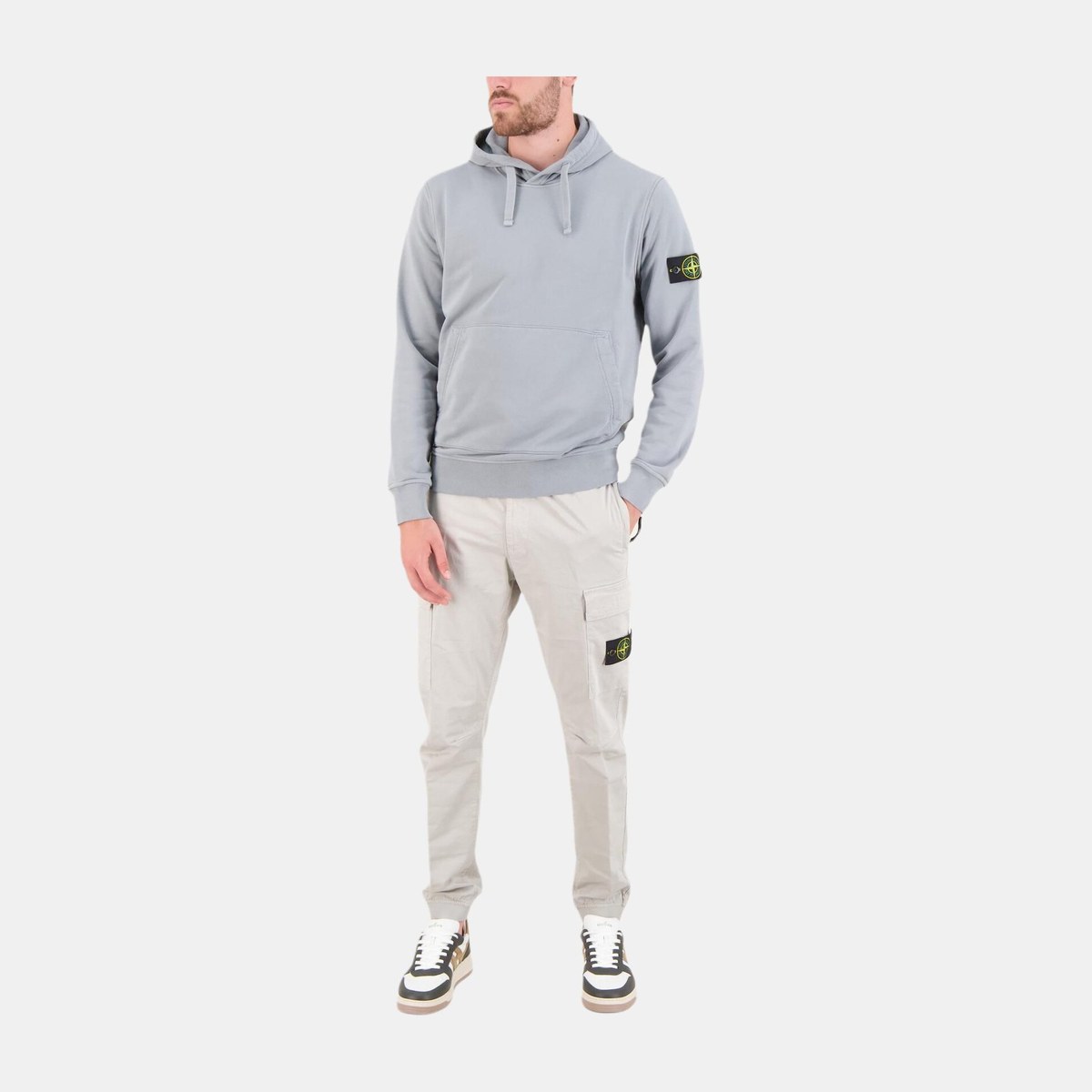 Stone Island Logo Badge Hoodie Green