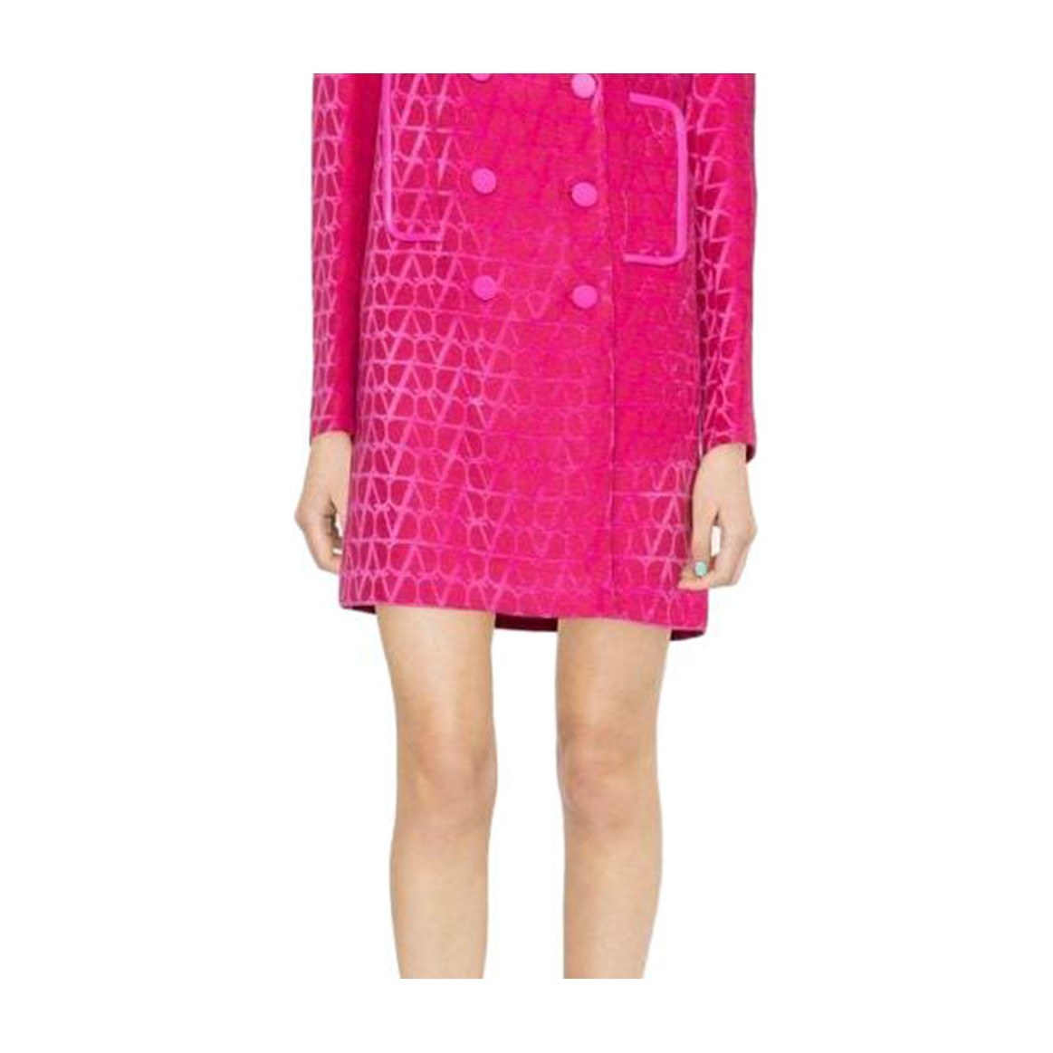 Valentino SS23 Logo Jacquard Double-Breasted Coat Pink
