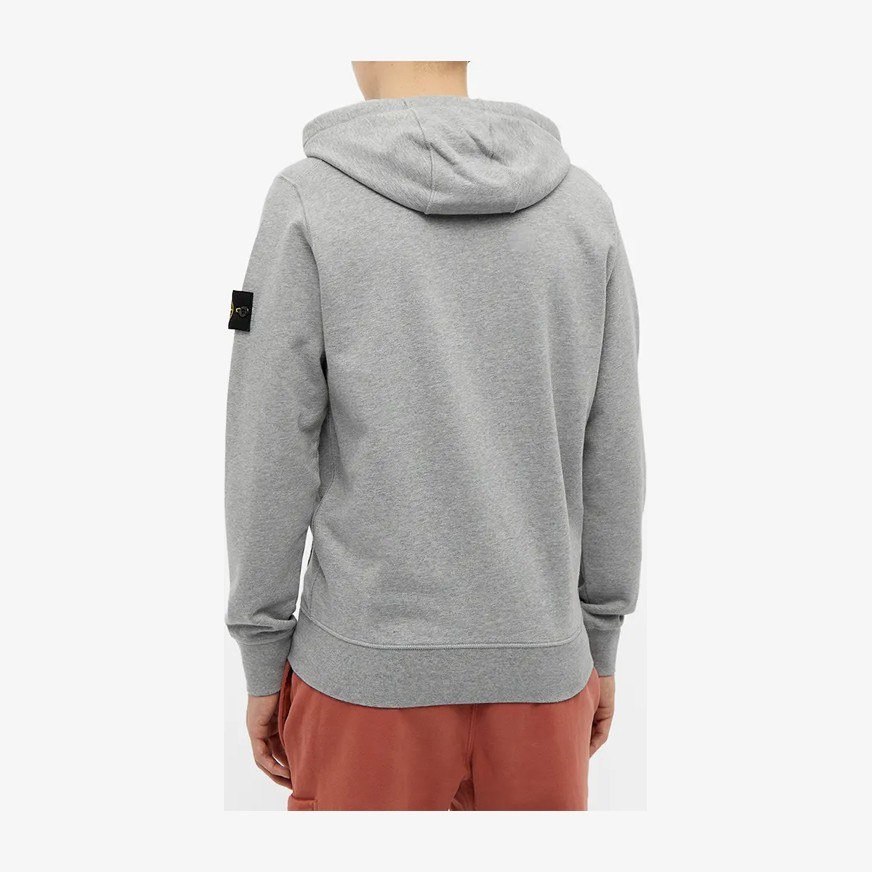 Stone Island Logo Patch Zip Hoodie Grey