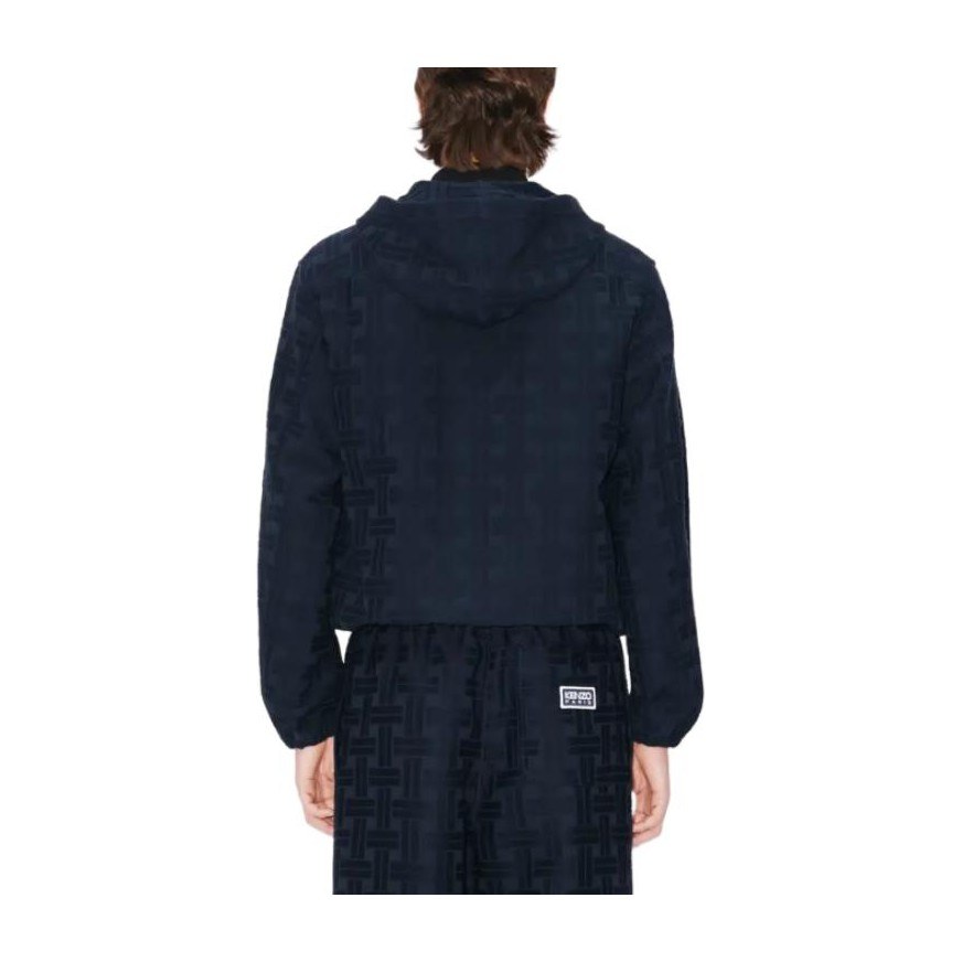 KENZO SS25 Cotton Jacquard Hoodie Jacket Blue Black
