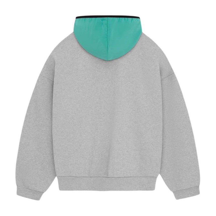 Fear of God Essentials Nylon Fleece Hoodie Light Heather Grey Mint Leaf