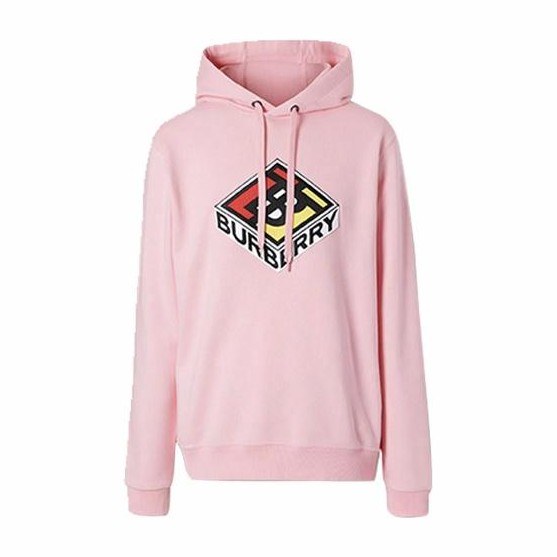 Burberry Logo Cotton Hoodie Pink