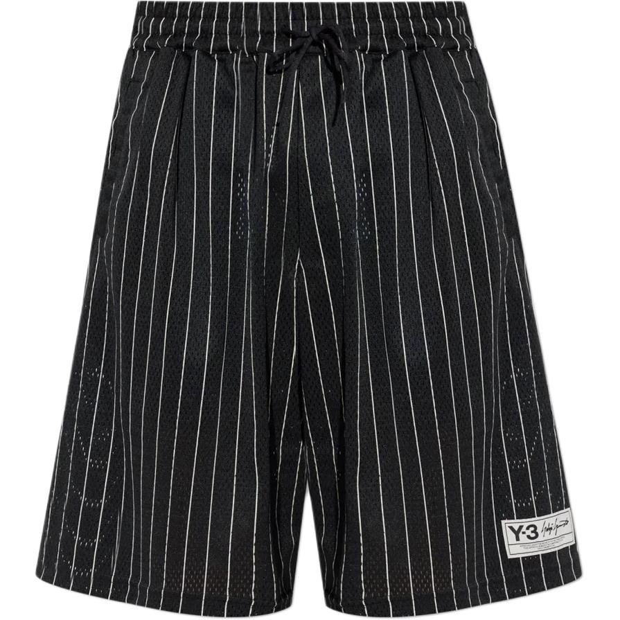 Y-3 Logo Patch Striped Perforated Shorts