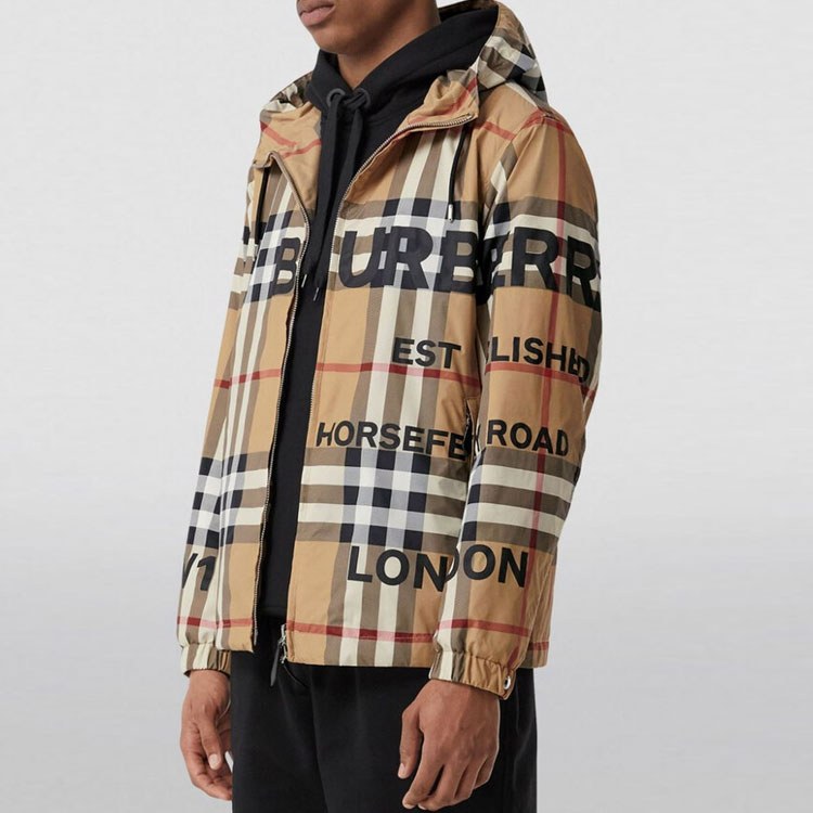 Burberry Logo Hoodie Jacket Brown