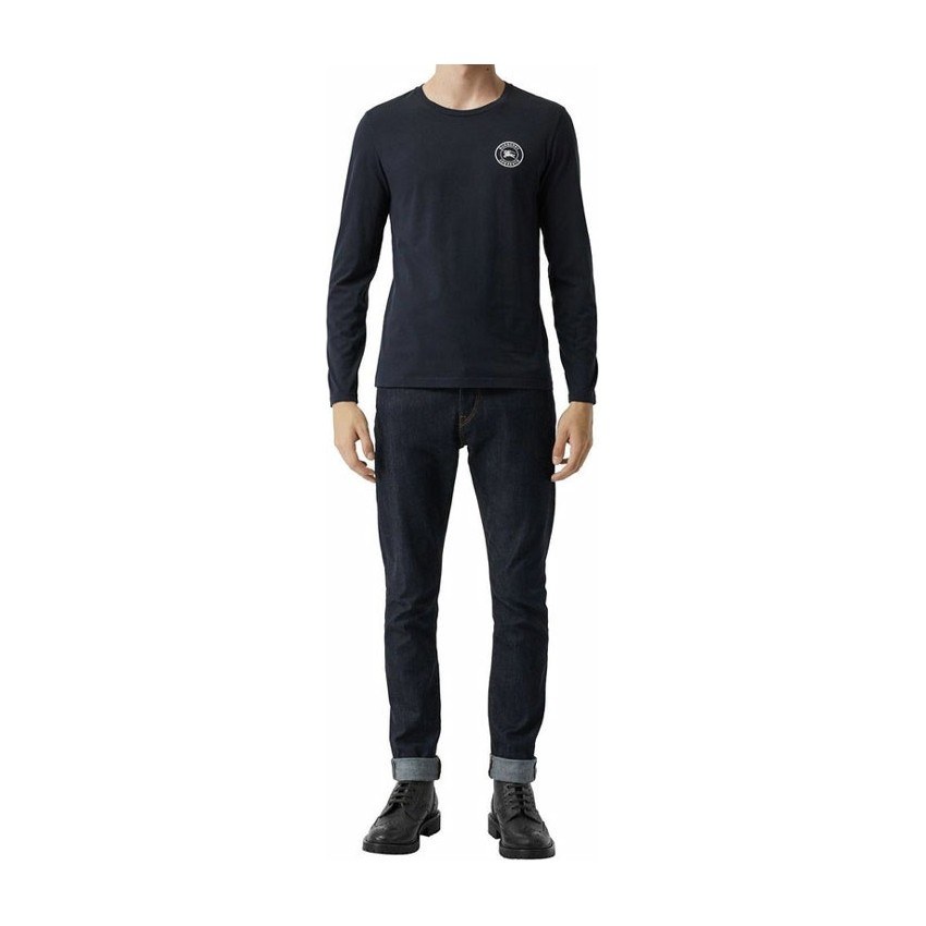 Burberry Logo Crewneck Long Sleeve Tee Navy