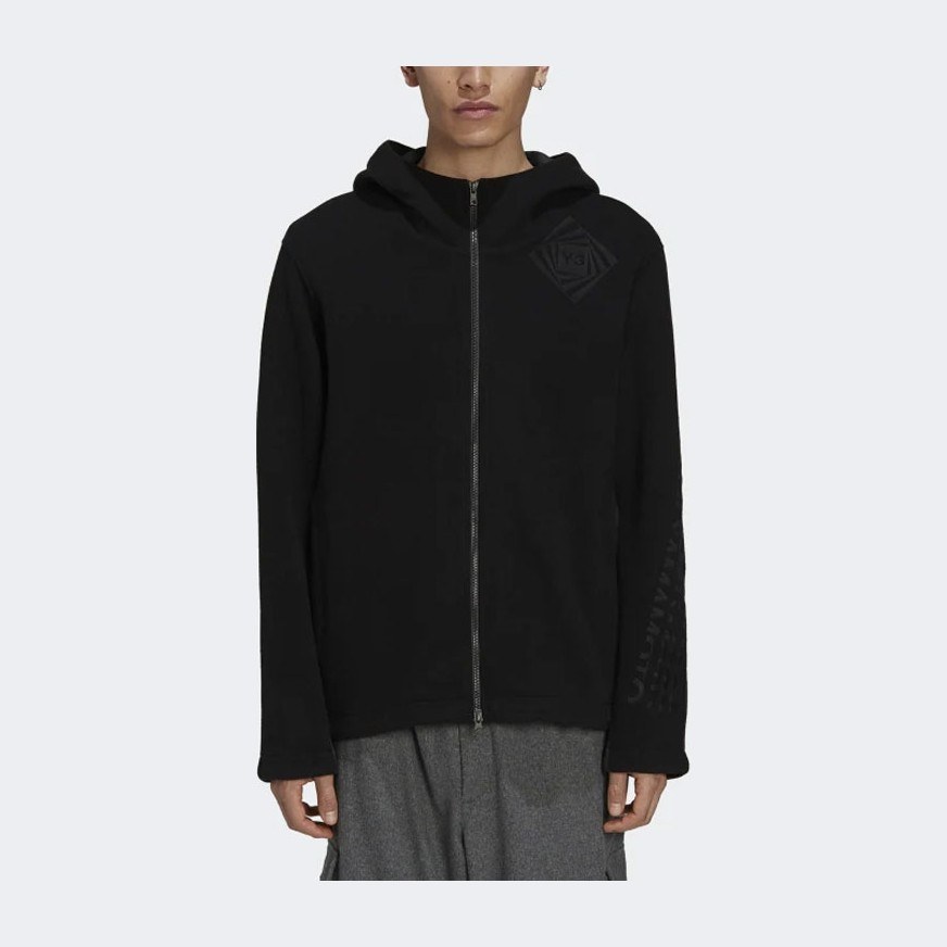 Y-3 FW21 Embroidered Hoodie Jacket Black