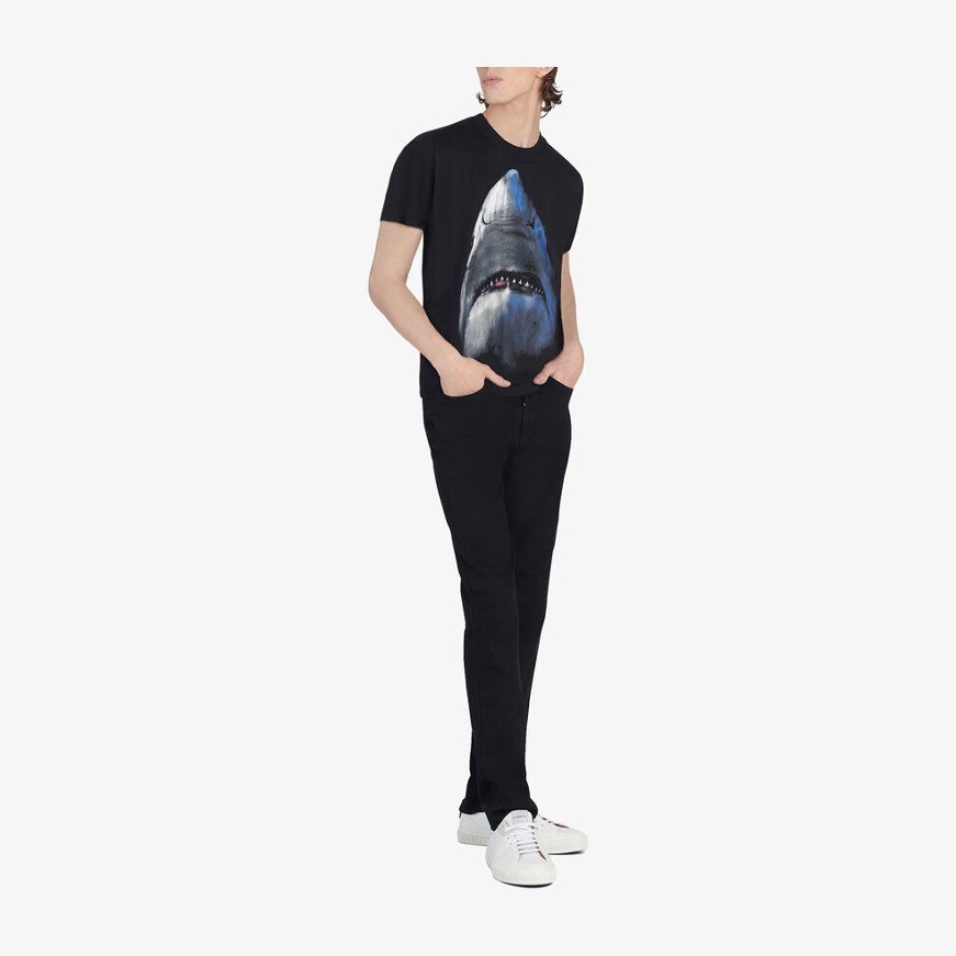 Givenchy Shark Print Slim Fit T-Shirt Black
