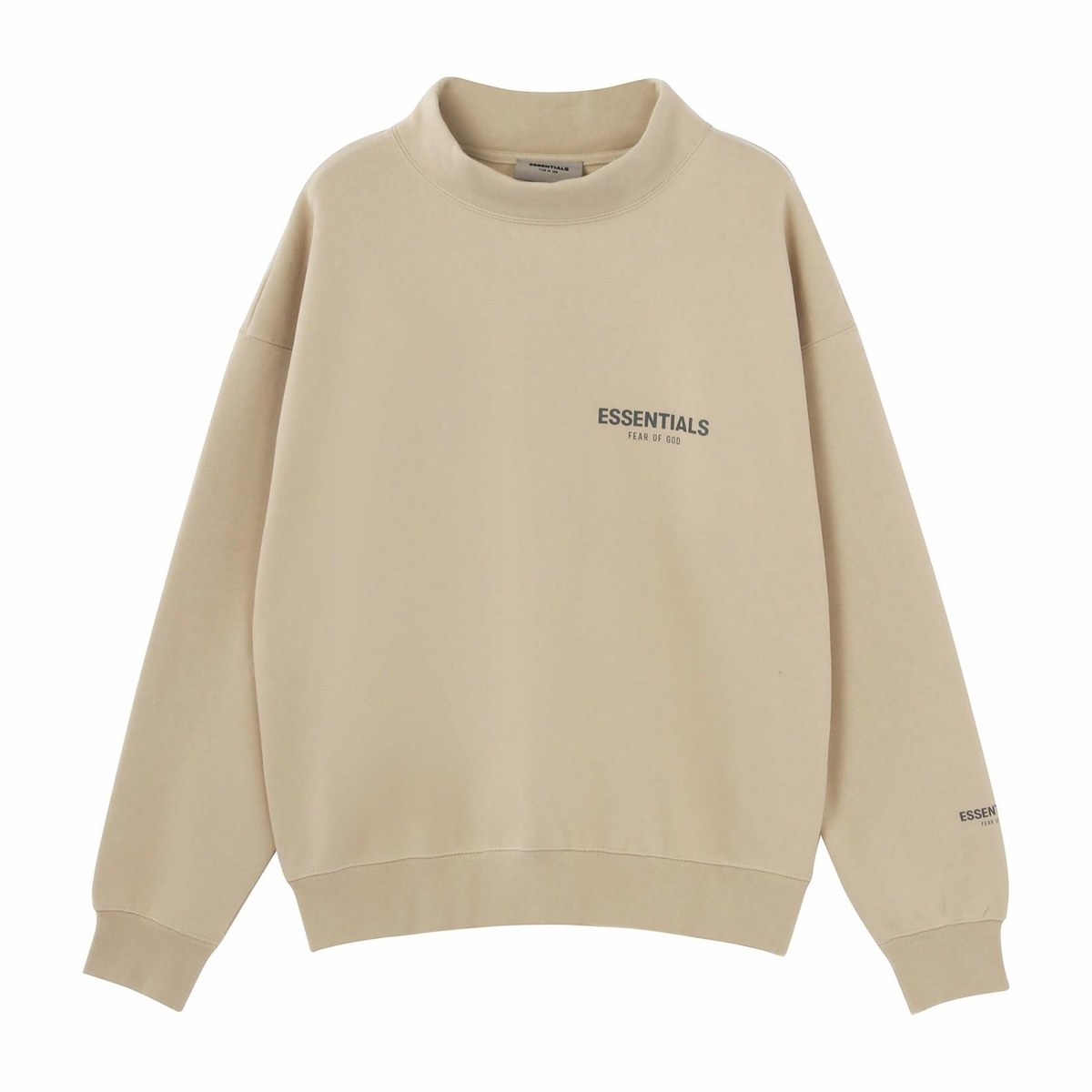 Fear of God Essentials FW21 Mock Neck Sweatshirt BeigeLinen Logo