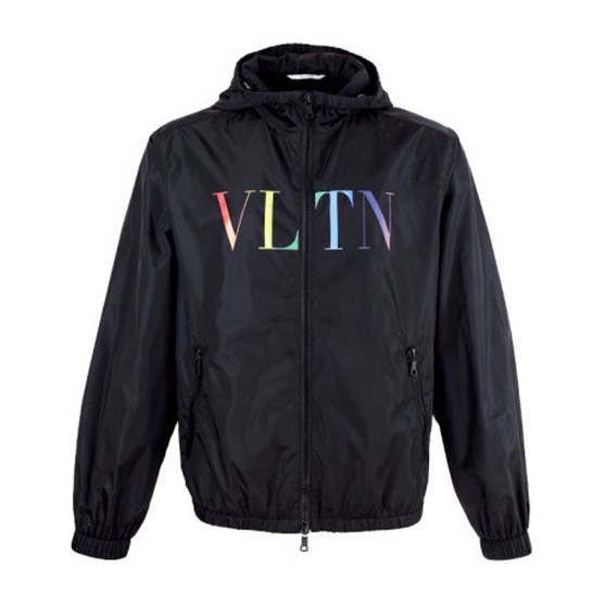 Valentino Logo Hoodie Jacket Black