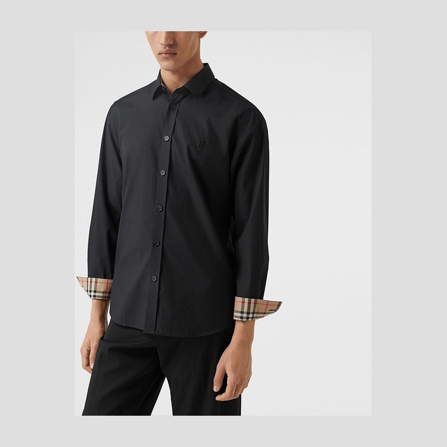 Burberry Classic Check Long Sleeve Shirt Black