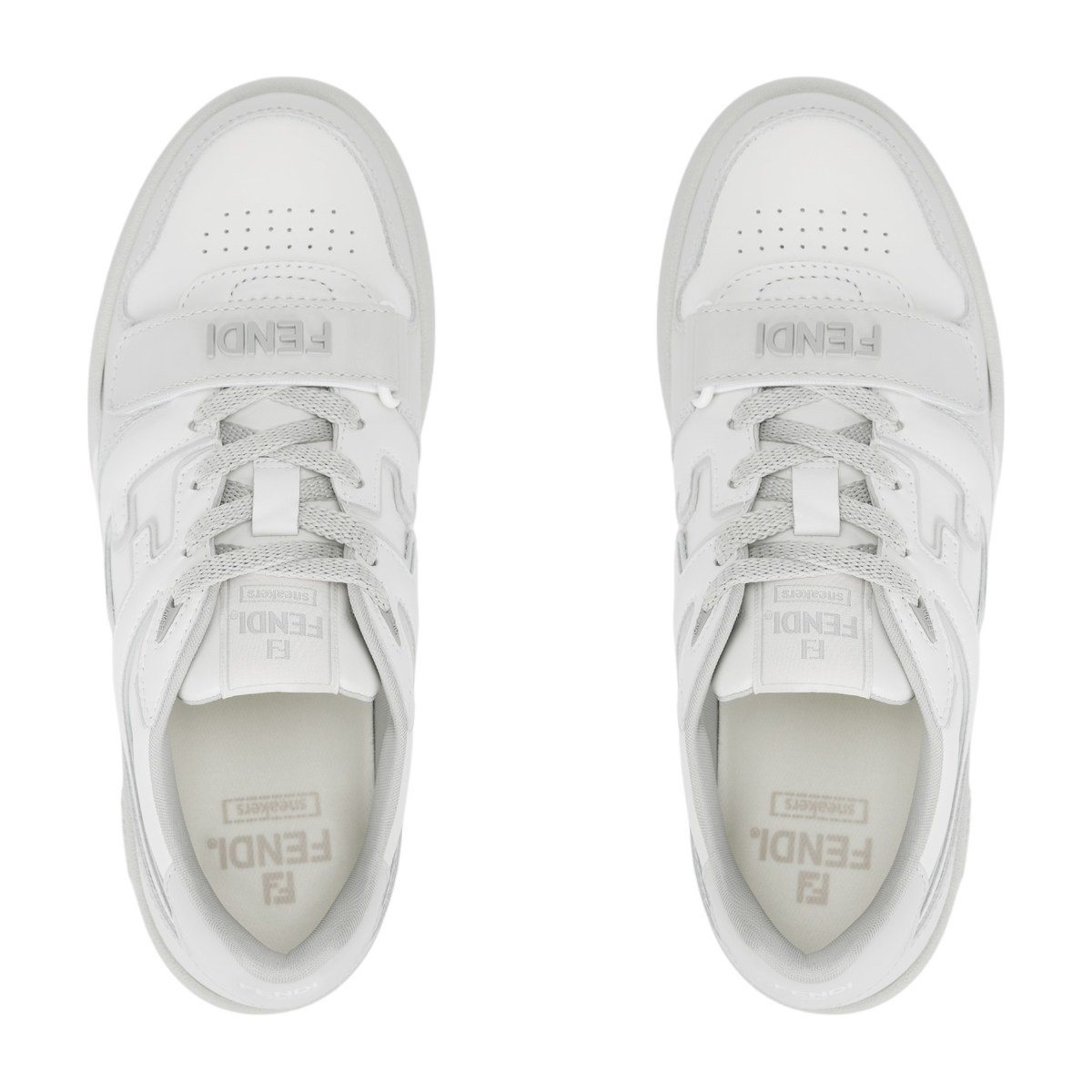 Fendi Leather Round Toe Low Sneakers White