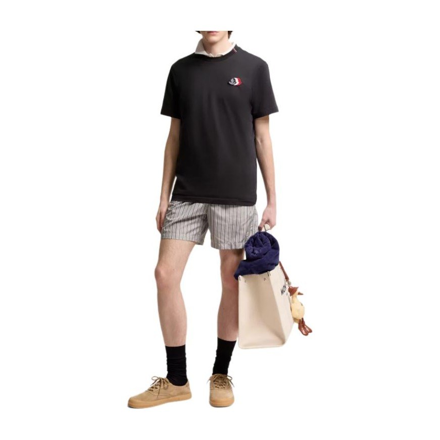 Moncler SS26 Embroidered Tricolor Cotton T-Shirt Logo T