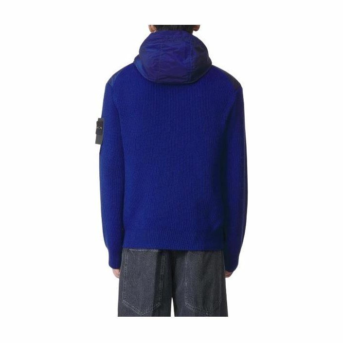 Stone Island Logo Patch Zip Hoodie Jacket Blue
