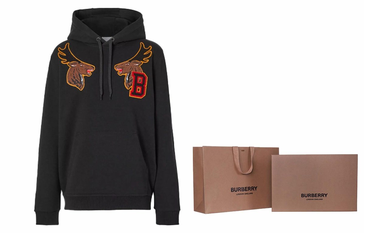 Burberry Animal Letter Hoodie Black